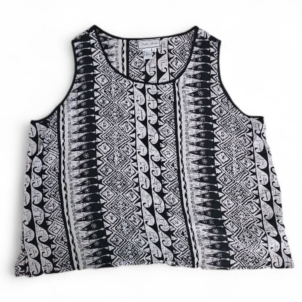 Diane Gilman 100% Silk Sleeveless Blouse Women’s Plus 3X Boho Artsy Vacation - Picture 3 of 11